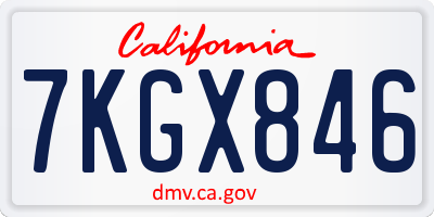 CA license plate 7KGX846