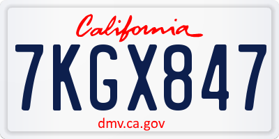 CA license plate 7KGX847