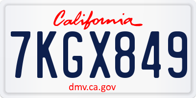 CA license plate 7KGX849