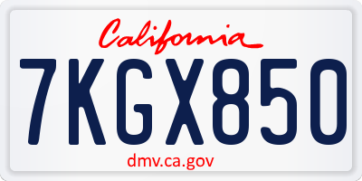 CA license plate 7KGX850