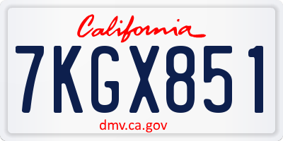 CA license plate 7KGX851
