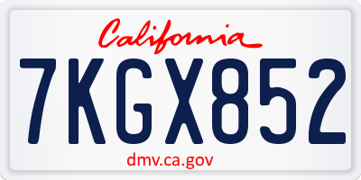 CA license plate 7KGX852