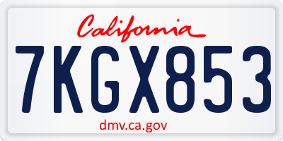 CA license plate 7KGX853