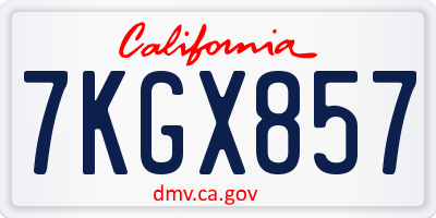 CA license plate 7KGX857