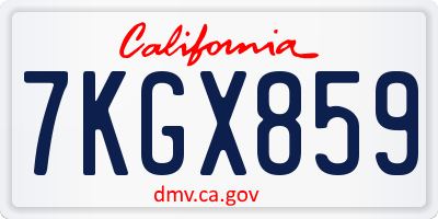 CA license plate 7KGX859