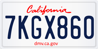 CA license plate 7KGX860