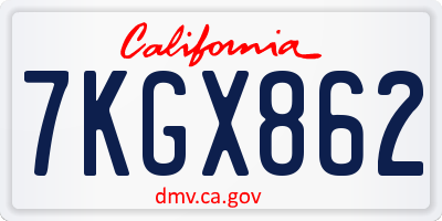 CA license plate 7KGX862