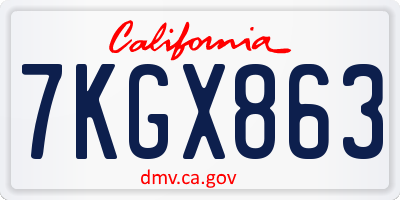 CA license plate 7KGX863