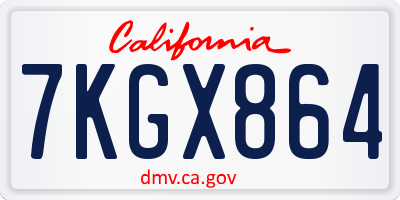 CA license plate 7KGX864