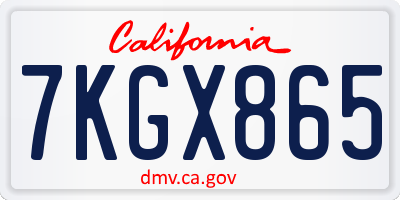 CA license plate 7KGX865