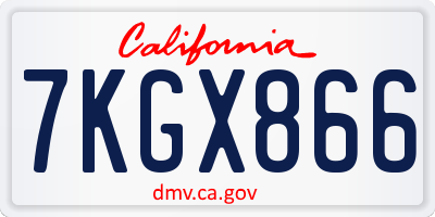 CA license plate 7KGX866