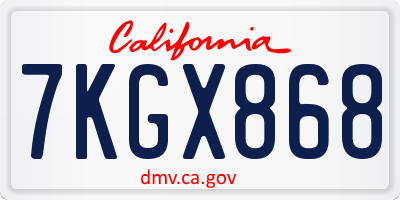 CA license plate 7KGX868
