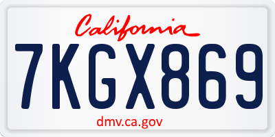 CA license plate 7KGX869