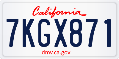 CA license plate 7KGX871