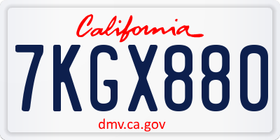 CA license plate 7KGX880