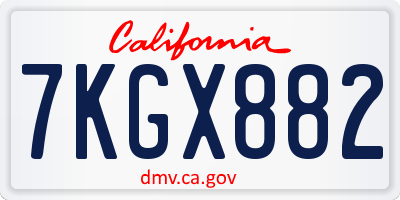 CA license plate 7KGX882