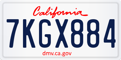 CA license plate 7KGX884