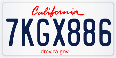 CA license plate 7KGX886