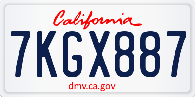 CA license plate 7KGX887