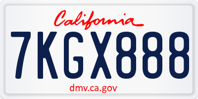 CA license plate 7KGX888