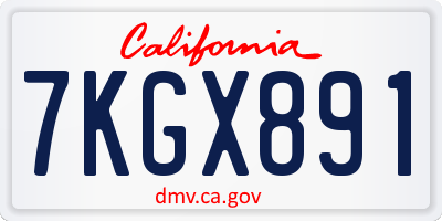 CA license plate 7KGX891