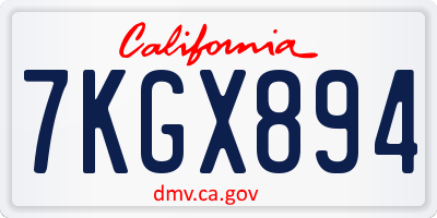 CA license plate 7KGX894
