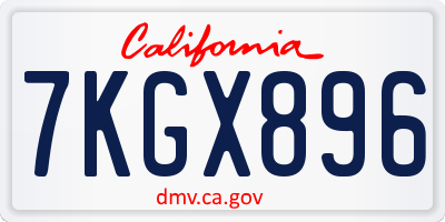 CA license plate 7KGX896