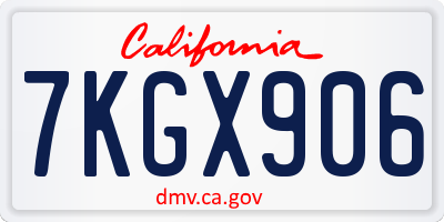CA license plate 7KGX906