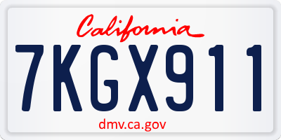 CA license plate 7KGX911