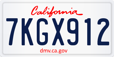 CA license plate 7KGX912