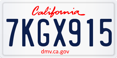 CA license plate 7KGX915