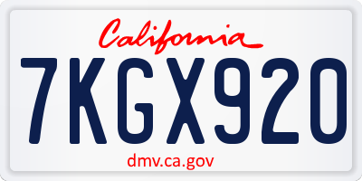 CA license plate 7KGX920
