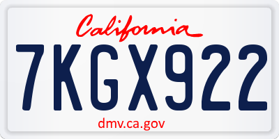 CA license plate 7KGX922