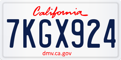 CA license plate 7KGX924