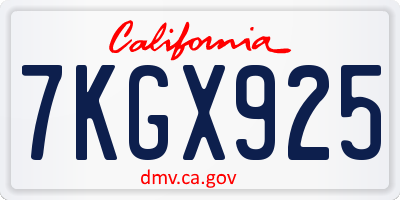 CA license plate 7KGX925