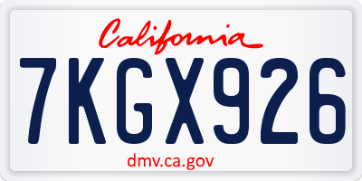 CA license plate 7KGX926