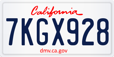 CA license plate 7KGX928