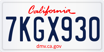 CA license plate 7KGX930