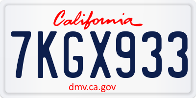 CA license plate 7KGX933