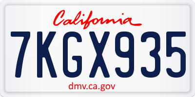 CA license plate 7KGX935