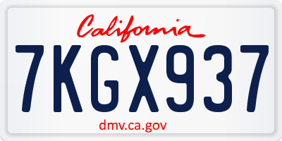 CA license plate 7KGX937