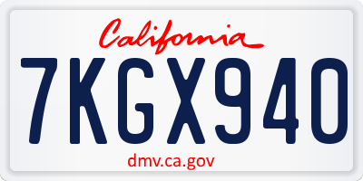 CA license plate 7KGX940
