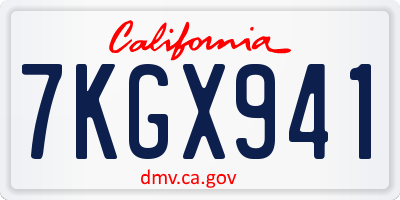 CA license plate 7KGX941