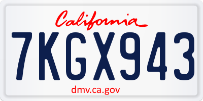 CA license plate 7KGX943