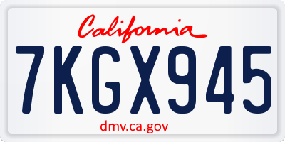 CA license plate 7KGX945