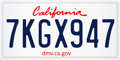 CA license plate 7KGX947