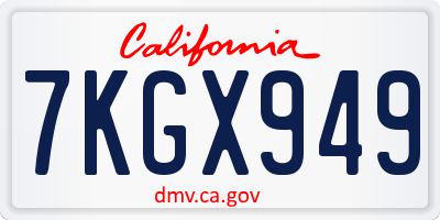 CA license plate 7KGX949