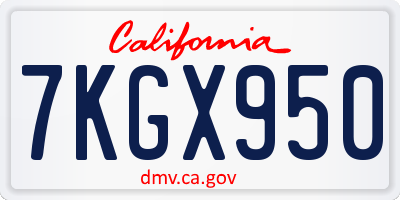 CA license plate 7KGX950