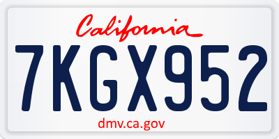 CA license plate 7KGX952