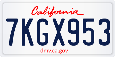 CA license plate 7KGX953